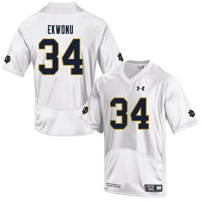 Notre Dame Fighting Irish Men's Osita Ekwonu #34 White Under Armour Authentic Stitched College NCAA Football Jersey DYQ3699DG